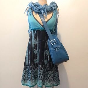 Free People blue & teal Boho mini dress